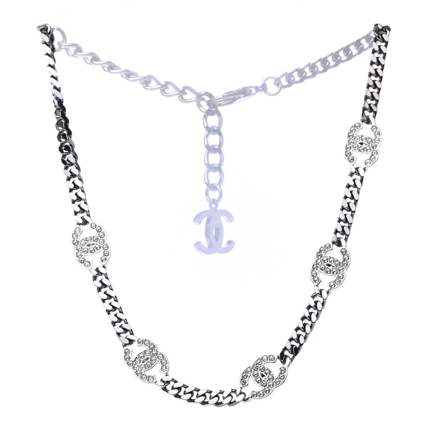 Ruthenium Crystal Chain CC Choker Silver