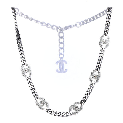 Chanel Ruthenium Crystal Chain CC Choker Silver 2 of 4