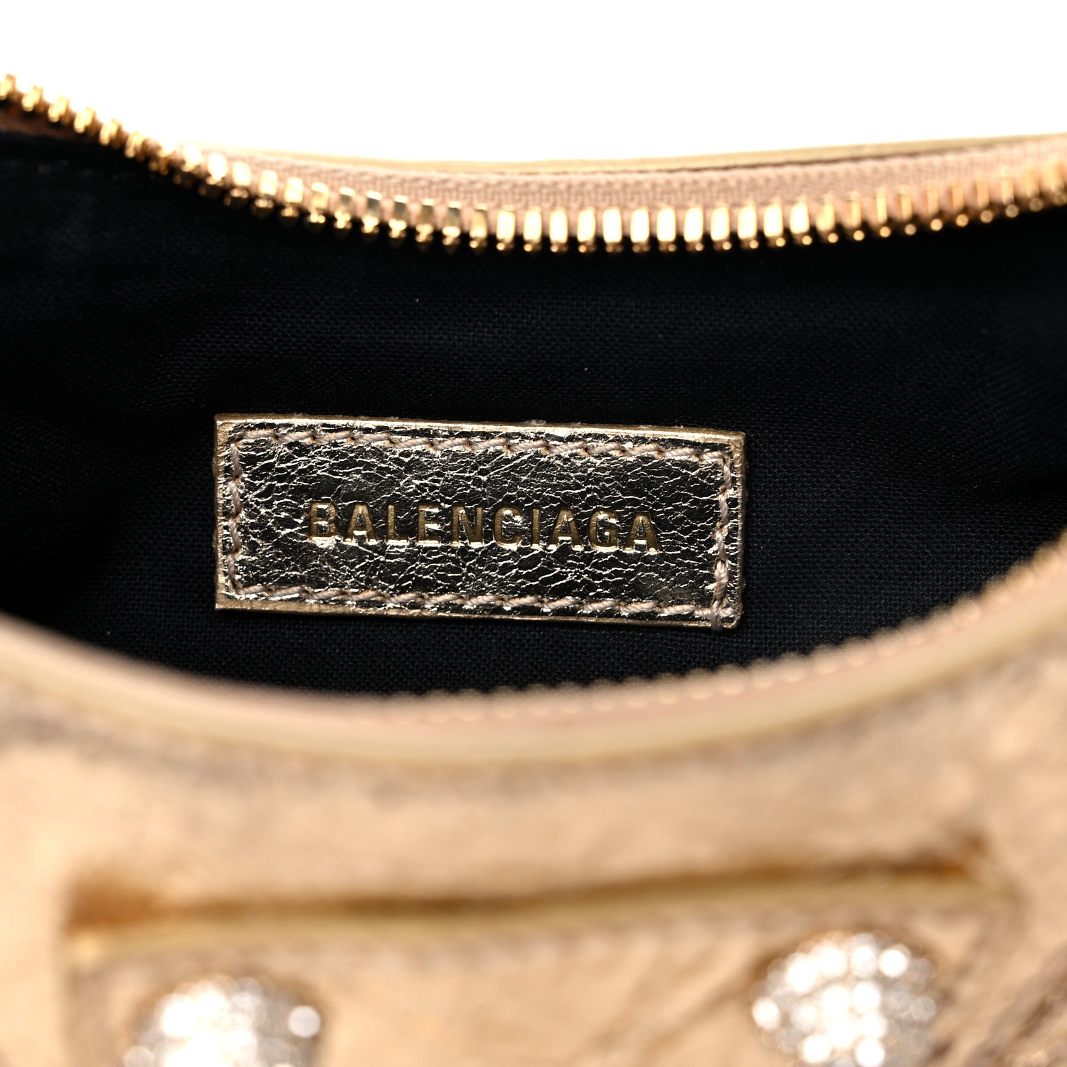 Balenciaga Metallic Agneau Arena Crystal Le Cagole Shoulder Bag XS Light Gold 5 of 8