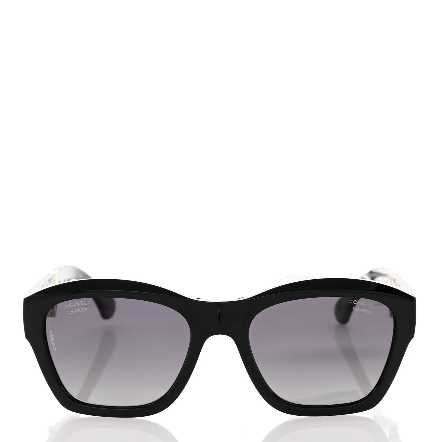 Acetate Metal Crystal Square Folding Sunglasses 6055-B Black