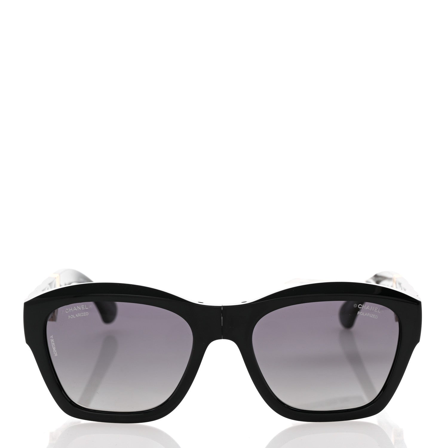 Chanel Acetate Metal Crystal Square Folding Sunglasses 6055-B Black 2 of 10