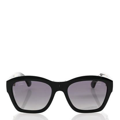 Chanel Acetate Metal Crystal Square Folding Sunglasses 6055-B Black 2 of 10