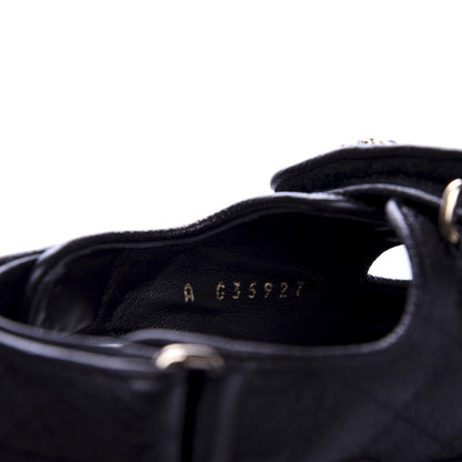Chanel Grained Calfskin Velcro Dad Sandals 37 Black 9 of 10