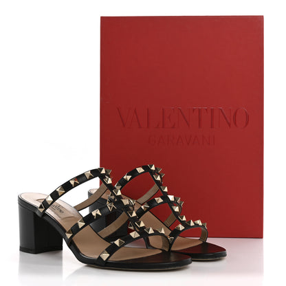 Valentino Garavani Calfskin Rockstud 60mm Caged Slide Sandals 36.5 Black 10 of 10