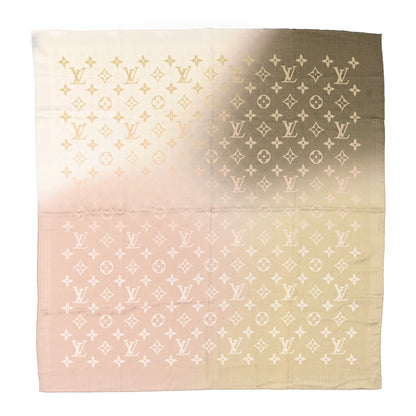 Louis Vuitton Silk Wool Monogram Spring Escape Gradient Evermore Shawl Kaki 1 of 3