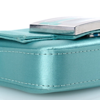 Fendi X TIFFANY Satin Silk Sterling Silver Nano Maxi Buckle Baguette Tiffany Blue 10 of 17