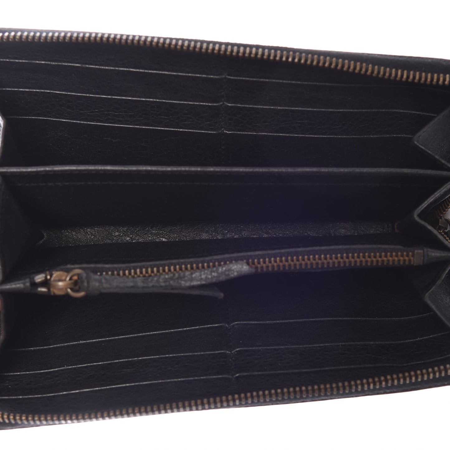 Agneau Classic Hardware Continental Zip Around Wallet Black