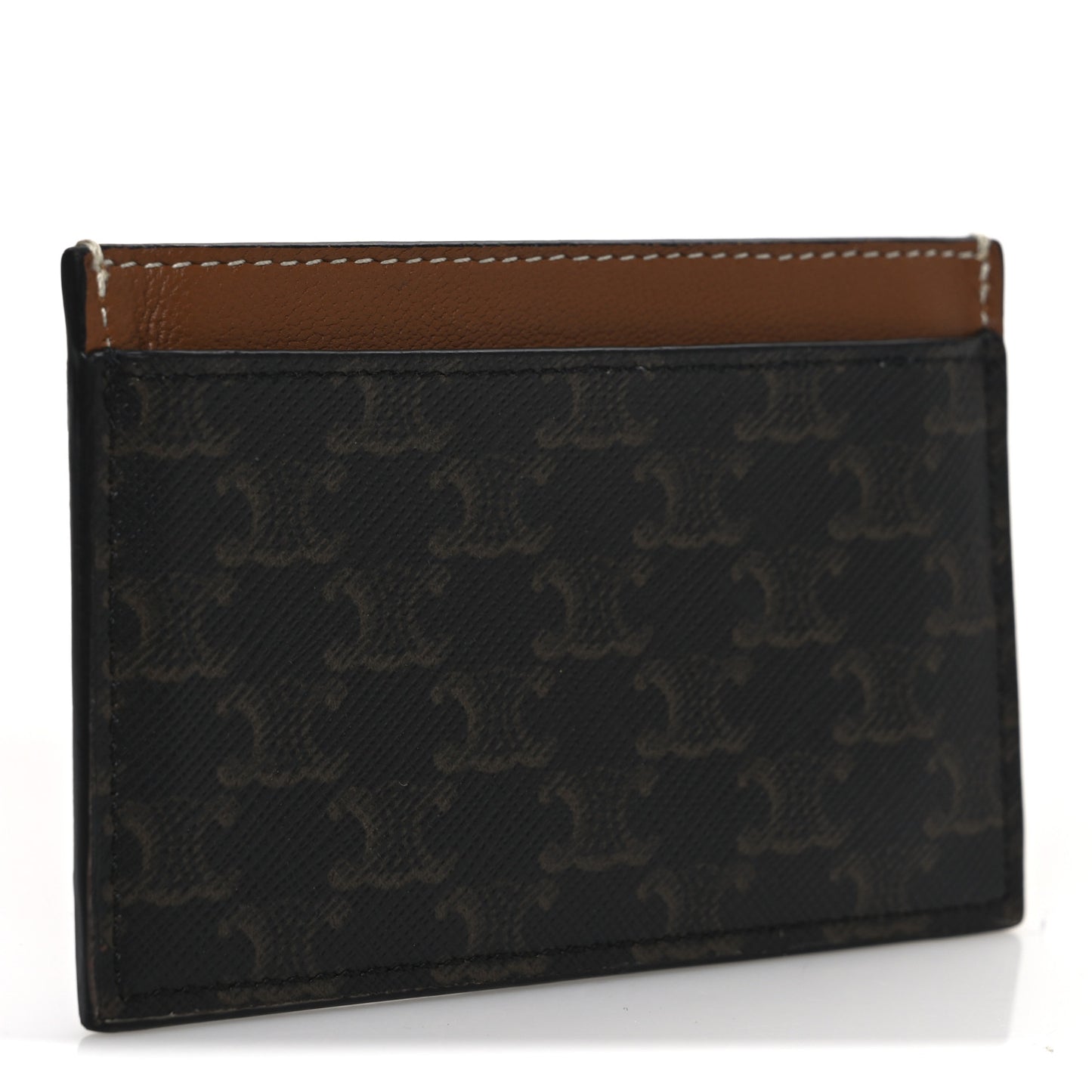 Triomphe Canvas Card Holder Tan