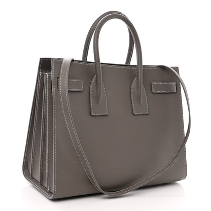 Saint Laurent Grained Calfskin Topstitch Small Sac De Jour Grey 3 of 13
