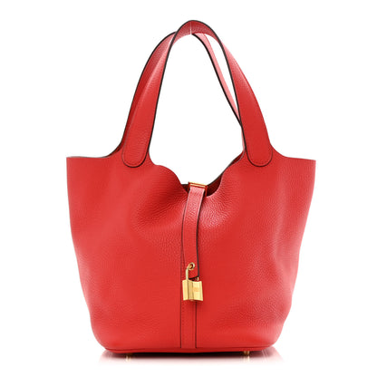 Hermes Taurillon Clemence Picotin Lock 22 MM Rouge de Coeur 1 of 11