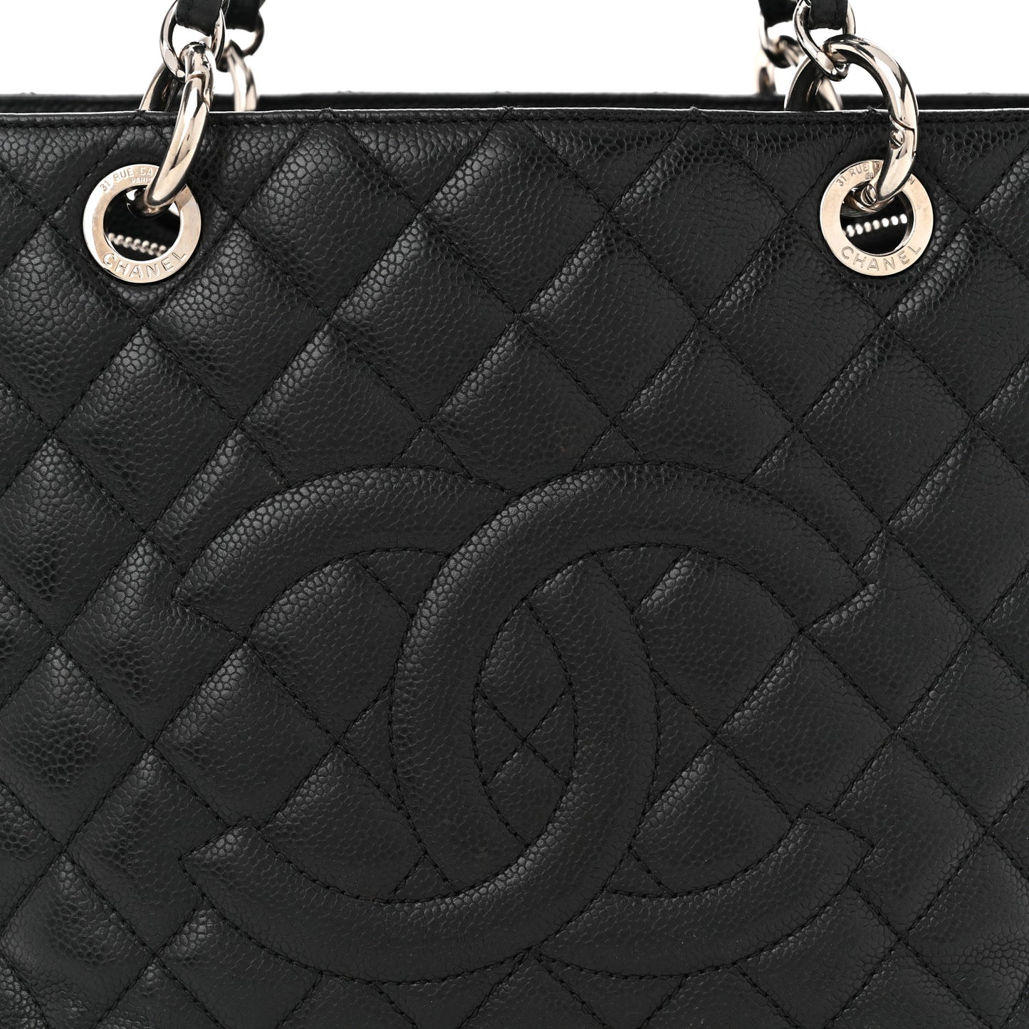Caviar Quilted Grand Shopping Tote GST Black