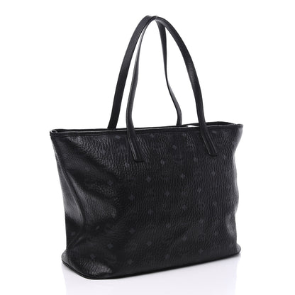 MCM Visetos Medium Anya Zip Top Shopper Tote Black 2 of 9