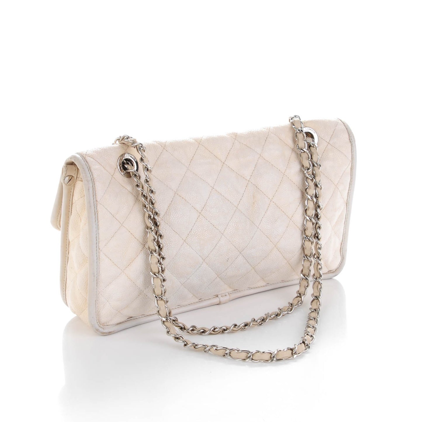 Caviar Quilted Medium French Riviera Flap White