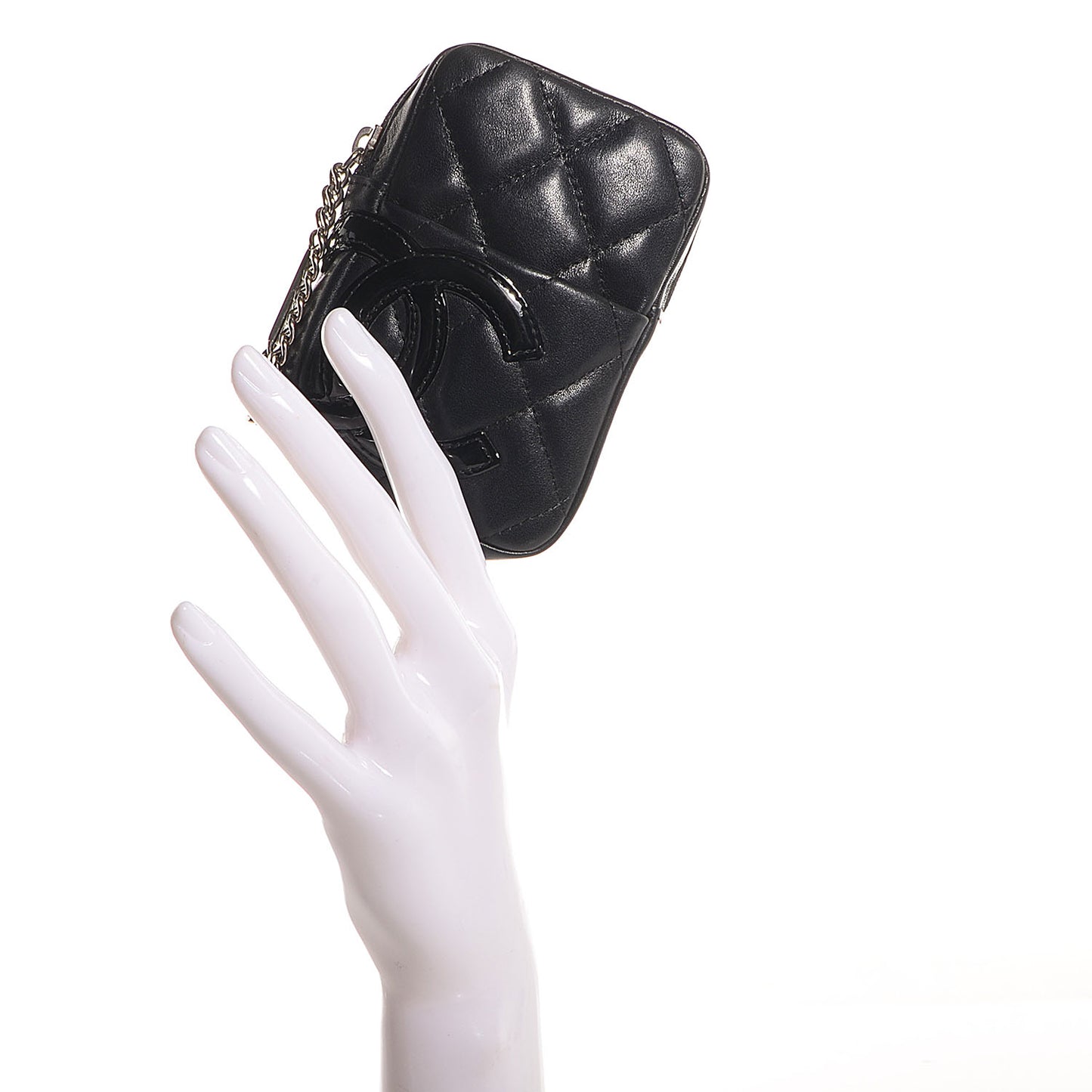 Calfskin Quilted Cambon Cigarette Case Holder Black