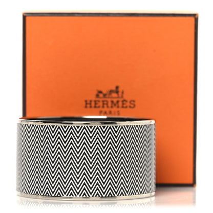 Hermes Enamel Printed Extra Wide Chevron Bracelet 70 Black 6 of 6