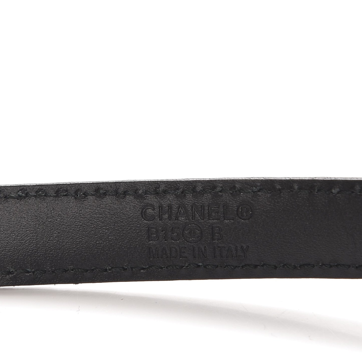Calfskin Quilted Logo Skinny Belt 75 30 Black