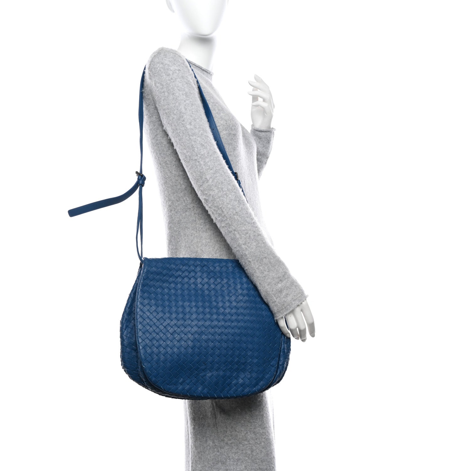 Bottega Veneta Nappa Intrecciato Messenger Bag Blue 2 of 10