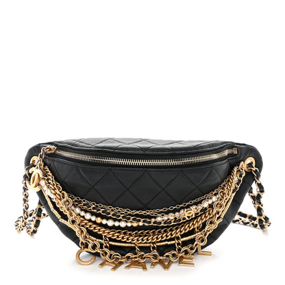 Chanel Lambskin Quilted All About Chains Waist Belt Bag Black 1 of 10