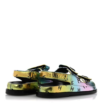 Chanel Laminated Lambskin Printed CC Dad Sandals 38 Multicolor Black 5 of 11