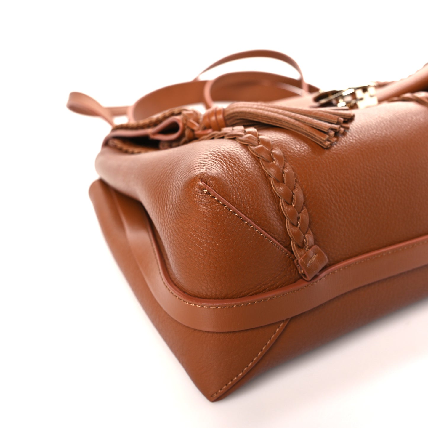 Grained Calfskin Medium Penelope Shoulder Bag Caramel