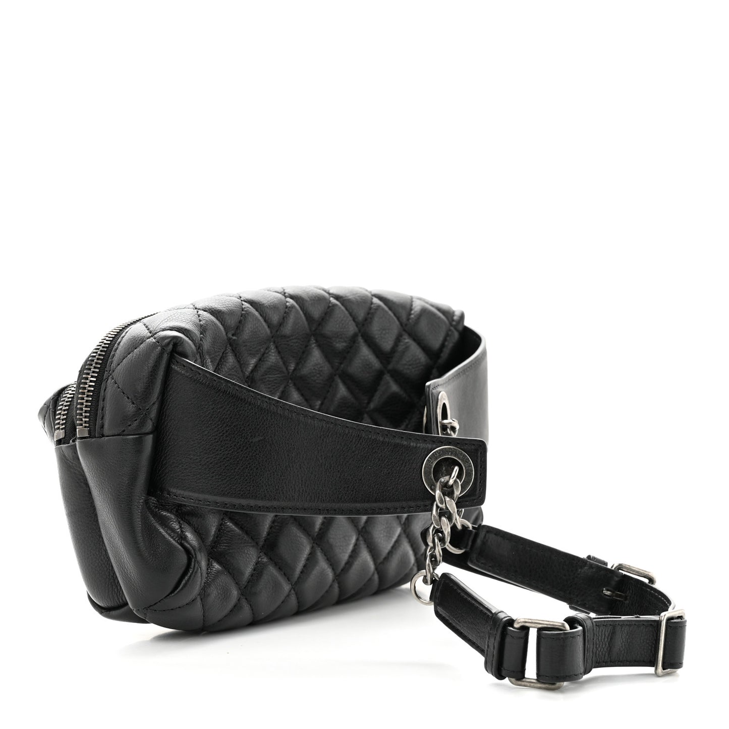 Calfskin Quilted Waist Bag Black