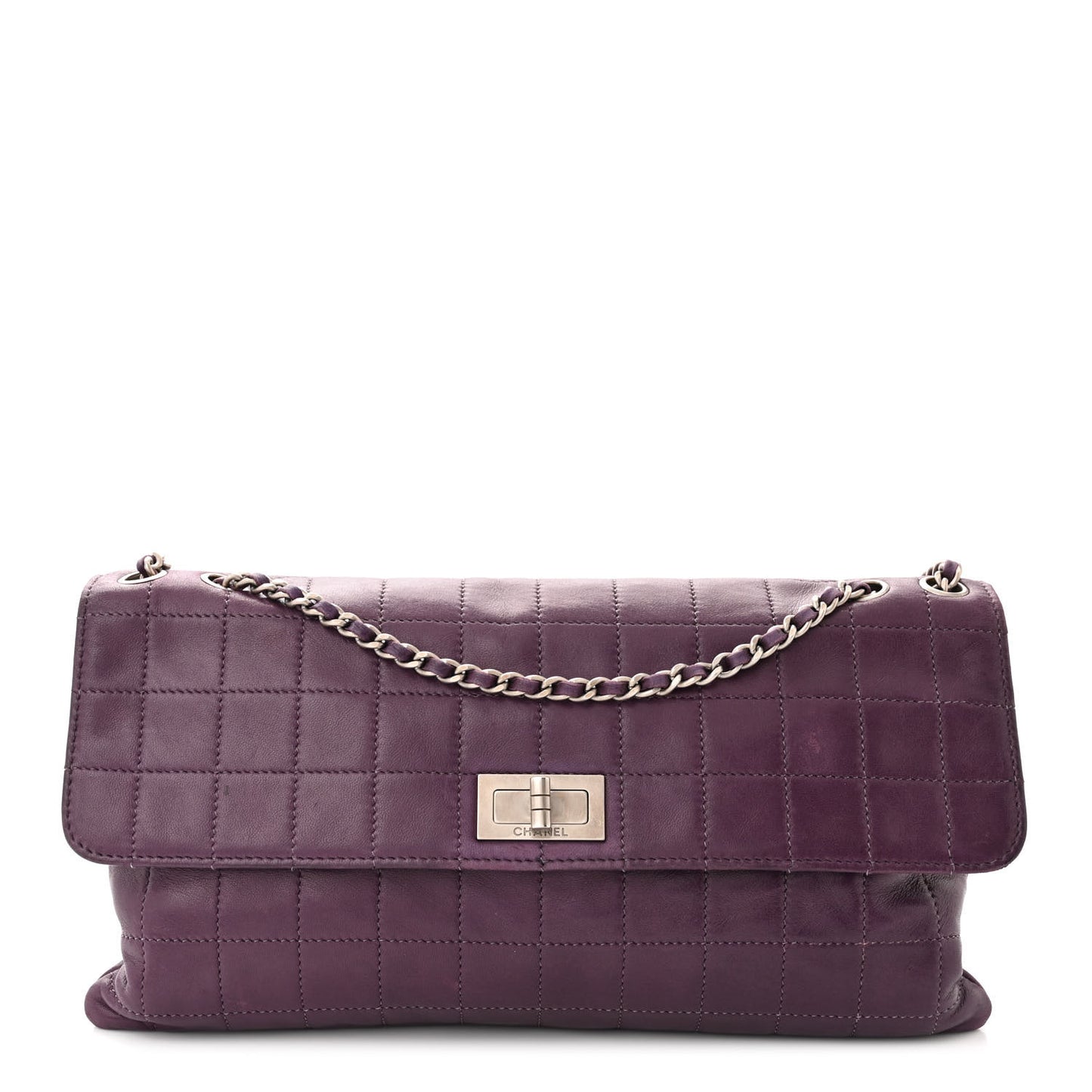 Lambskin Chocolate Bar Mademoiselle Flap Purple