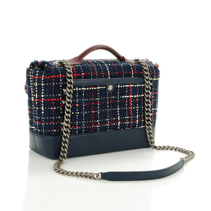 Chanel Tweed Trip Top Handle Flap Navy Burgundy 3 of 7