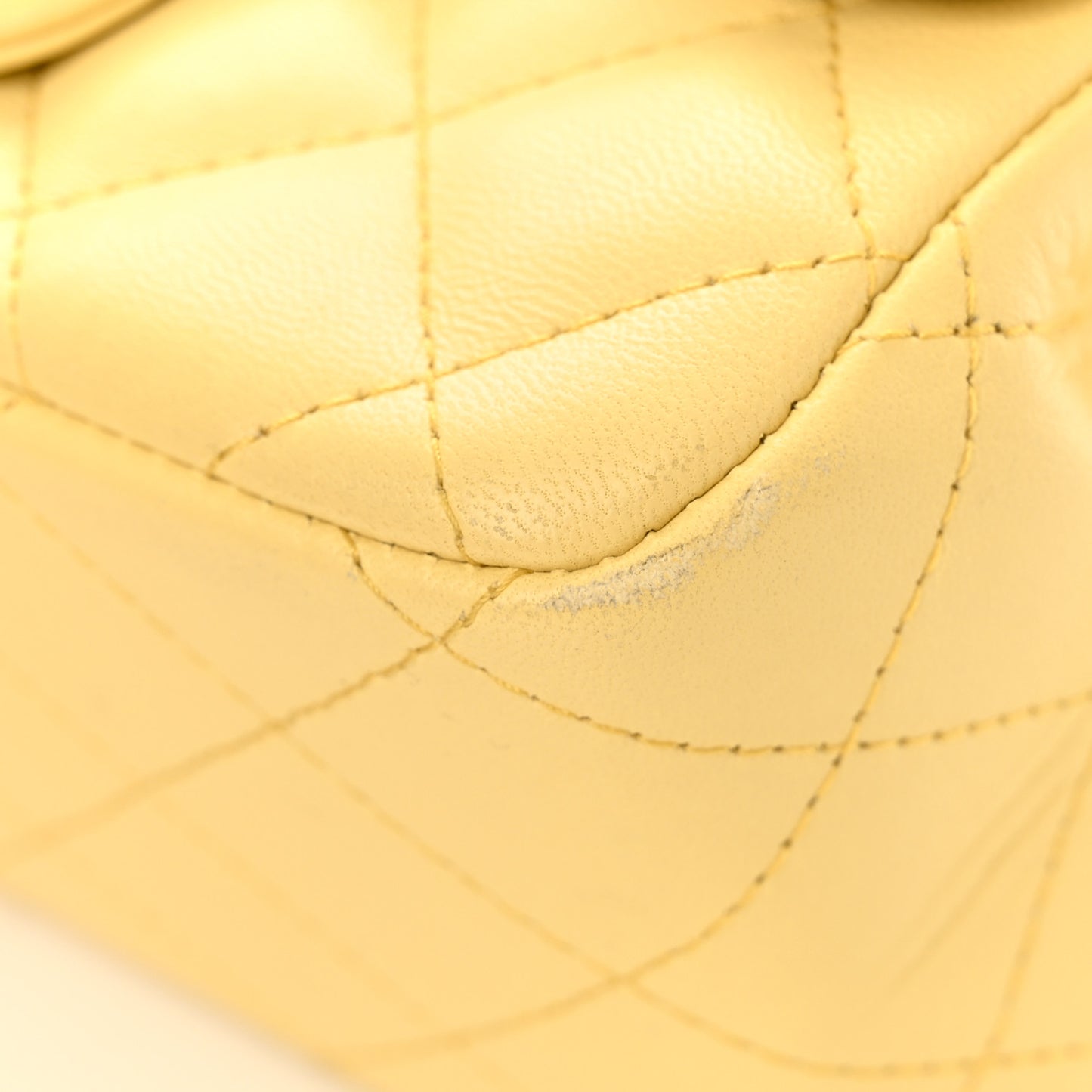 Lambskin Quilted Mini Square Flap Light Yellow