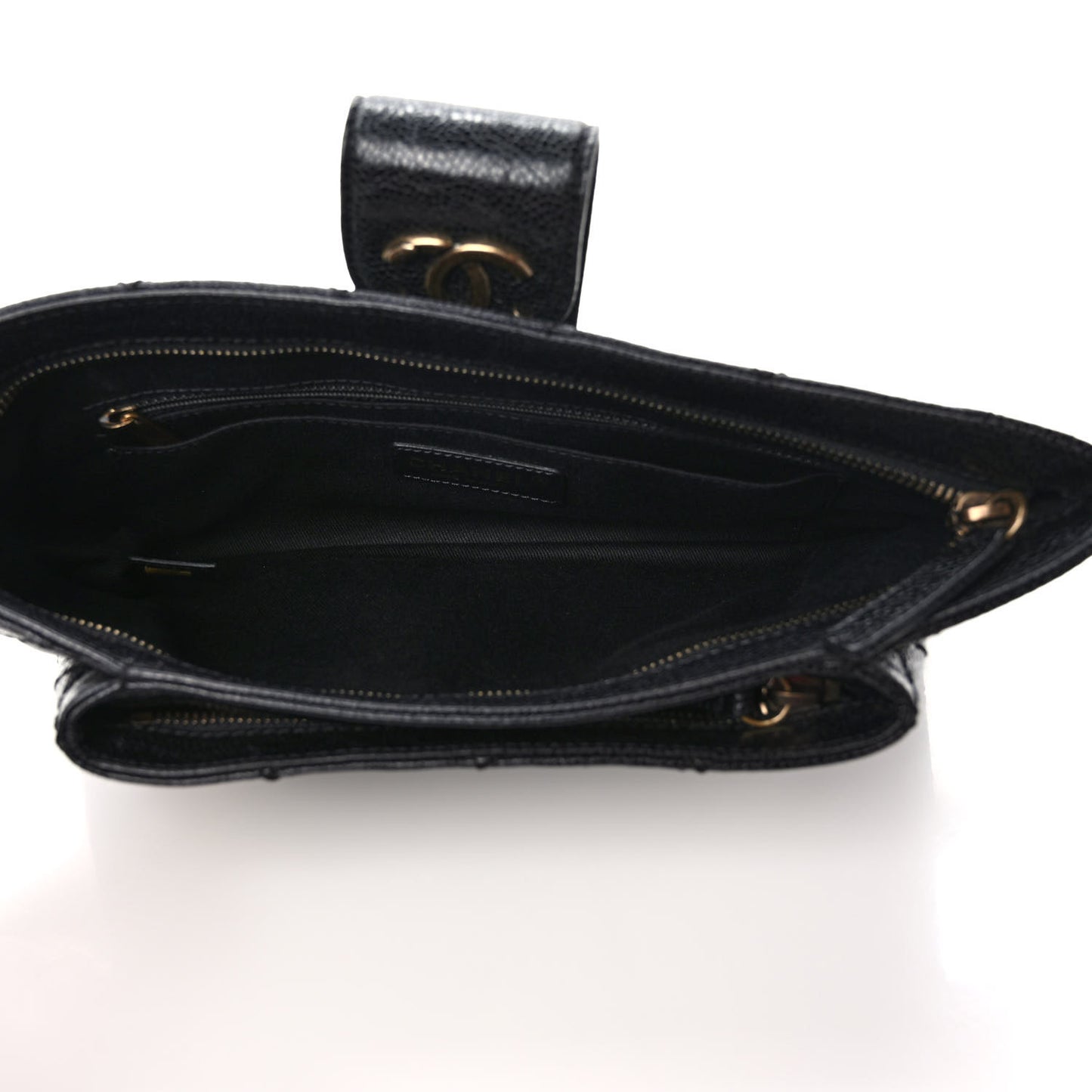 Caviar Quilted Coco Pleats Clutch Black