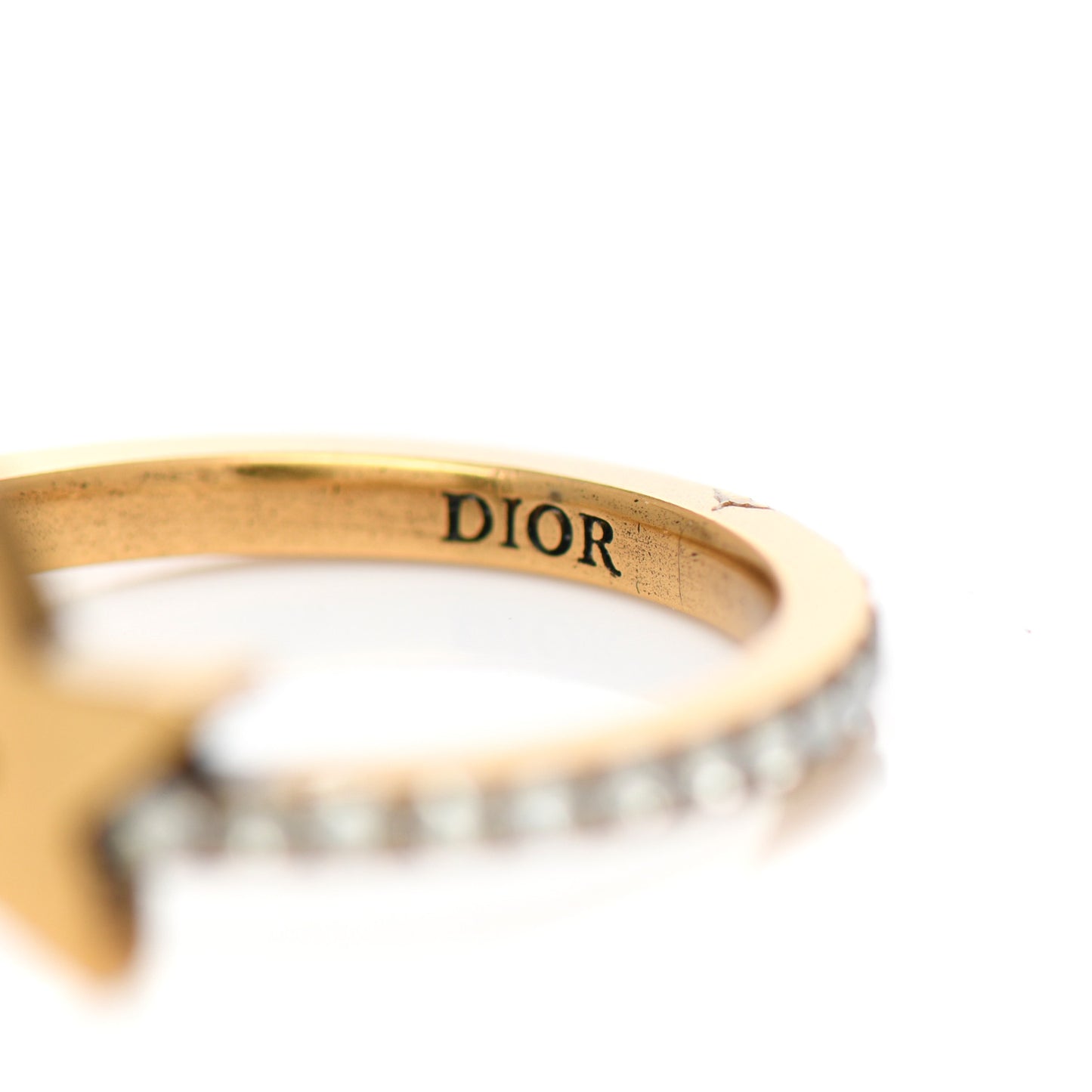 Metal Crystal Star Ring Gold