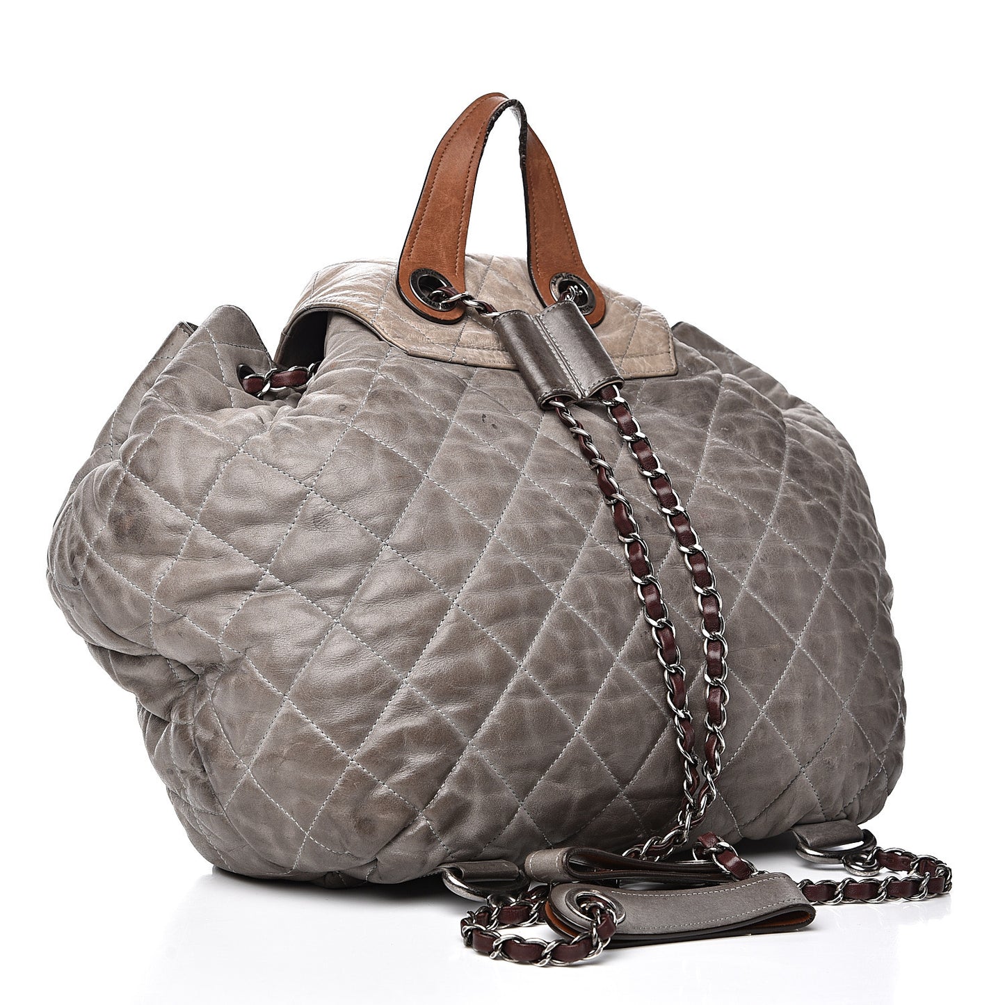Iridescent Calfskin Quilted In The Mix Backpack Grey