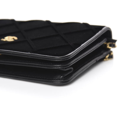 Chanel Velvet Quilted Wallet On Chain WOC Black 10 of 15