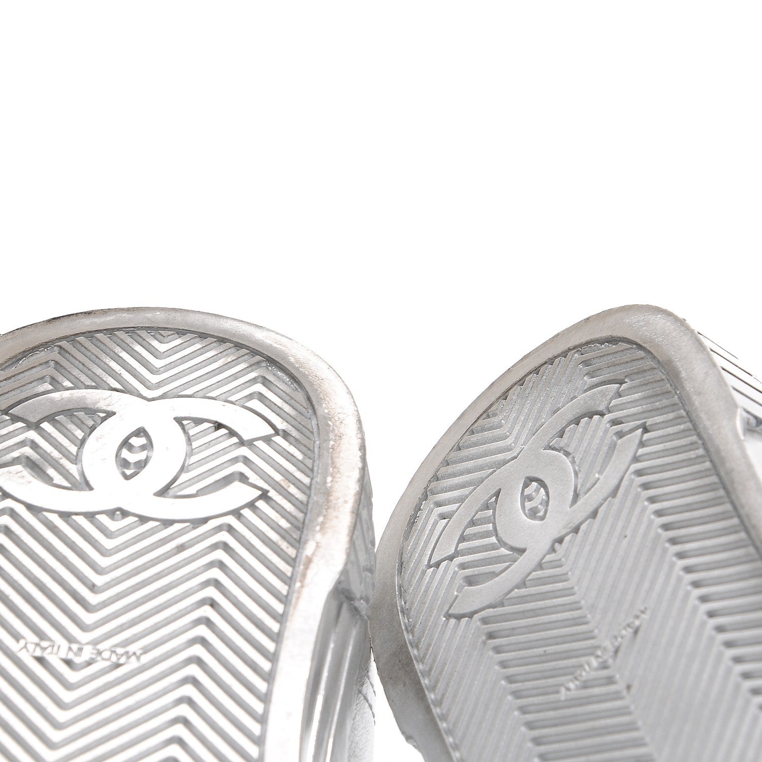 Chanel Laminated Lambskin Sneakers 40 Silver 8 of 12