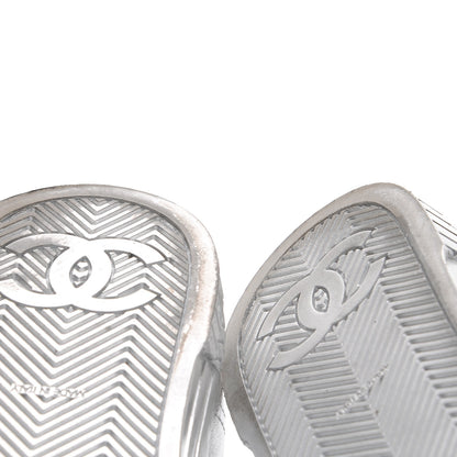 Chanel Laminated Lambskin Sneakers 40 Silver 8 of 12