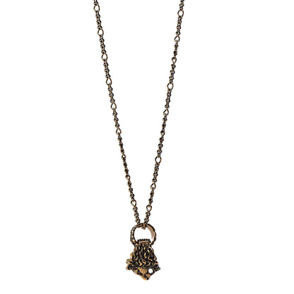 Gucci Metal Lion Head Ring Necklace Aged Gold 1 of 6