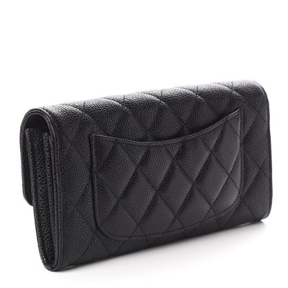 Chanel Caviar Quilted Large Gusset Flap Wallet Black 2 of 11