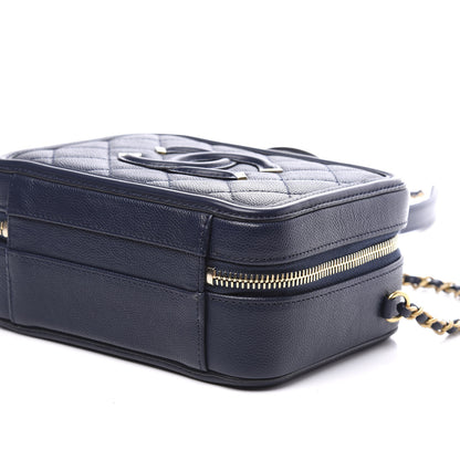 Chanel Caviar Quilted Small CC Filigree Vanity Case Navy 6 of 10