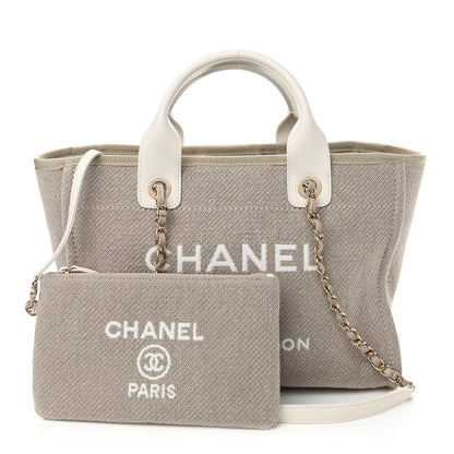Chanel Mixed Fibers Calfskin Small Deauville Tote Light Grey 3 of 12