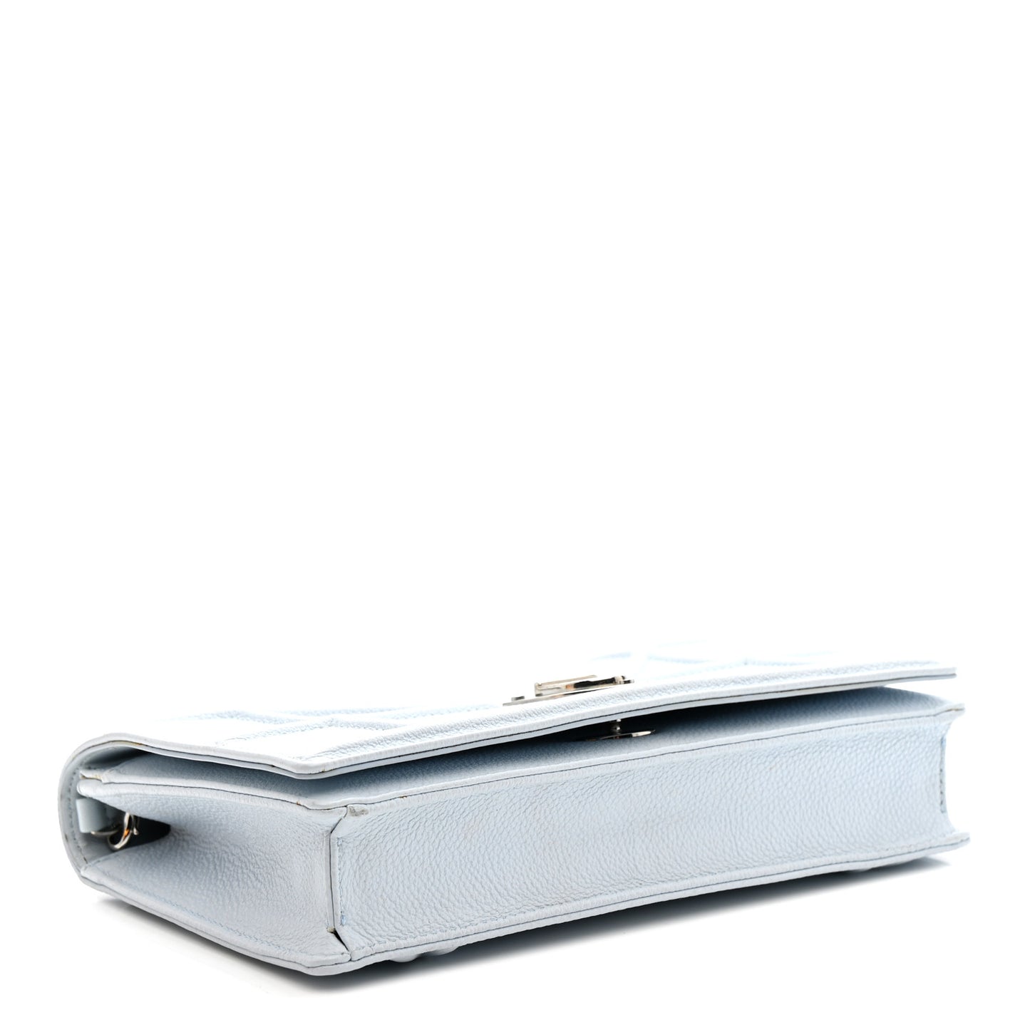 Grained Calfskin Diorama Wallet on Chain Pouch Light Blue
