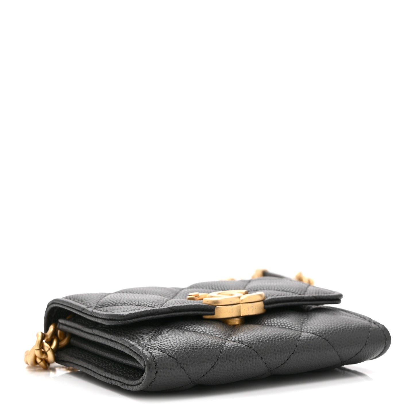 Caviar Quilted Bracelet On Chain Clutch Grey