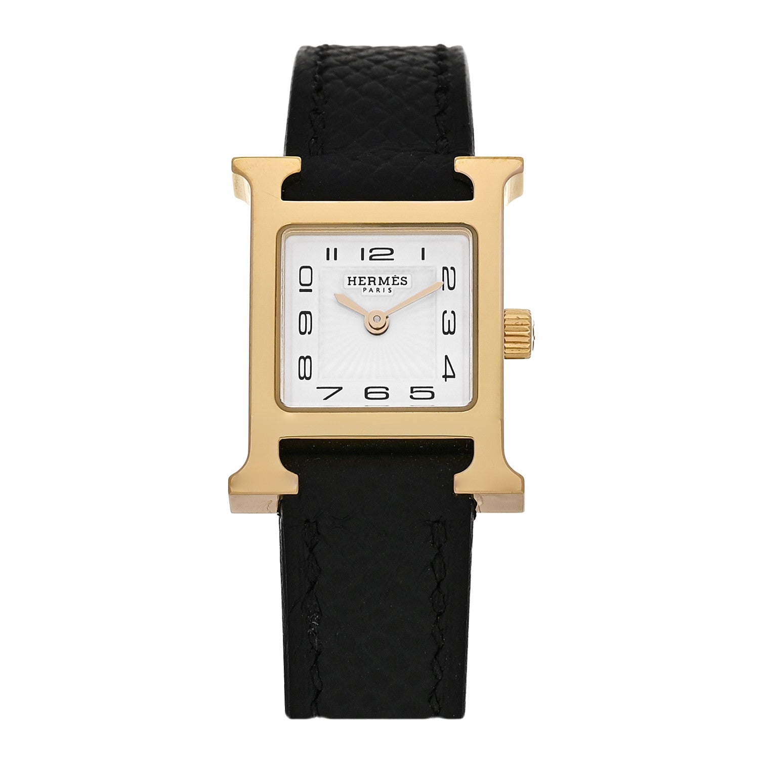 Hermes Stainless Steel Epsom 17.2mm Heure H Hour Quartz Watch Noir 1 of 5