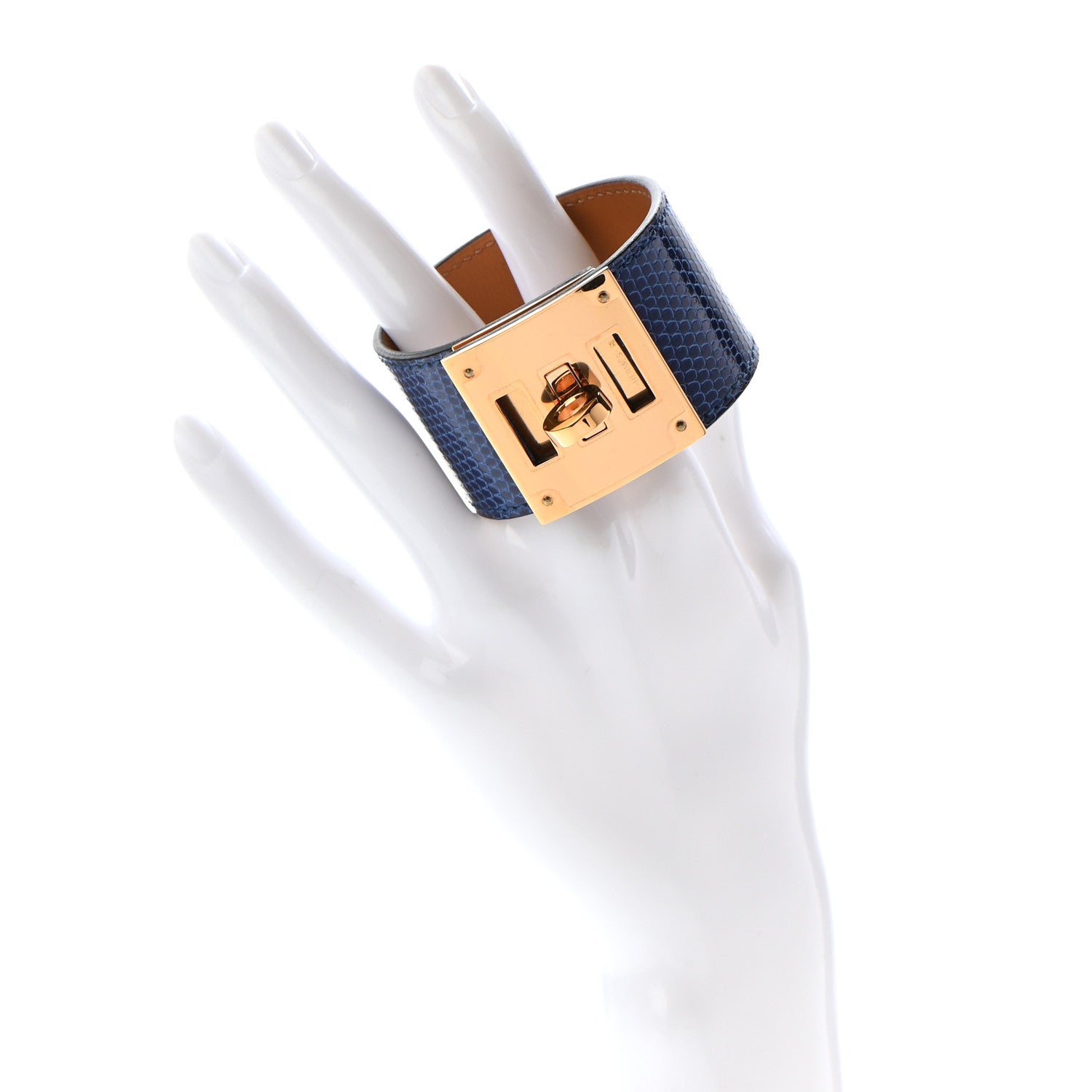 Hermes Lizard Kelly Dog Cuff S Bleu Saphir 2 of 6