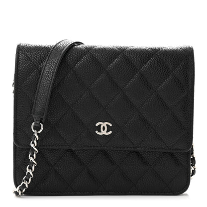Chanel Caviar Quilted Square Wallet On Chain WOC Black 1 of 12