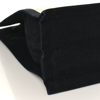 Saint Laurent Linen Calfskin Rive Gauche North South Tote White Black 8 of 9