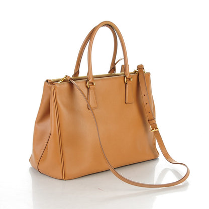 Prada Saffiano Large Galleria Double Zip Tote Caramel 3 of 9