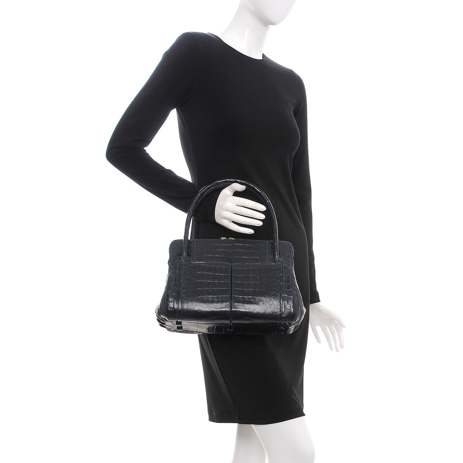 Nancy Gonzalez Crocodile Executive Double Zip Tote Navy 2 of 15