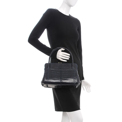 Nancy Gonzalez Crocodile Executive Double Zip Tote Navy 2 of 15