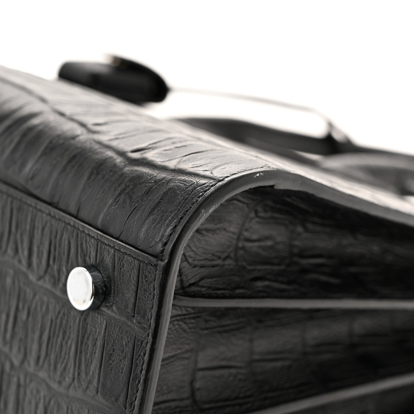 Calfskin Crocodile Embossed Small Sac de Jour Black