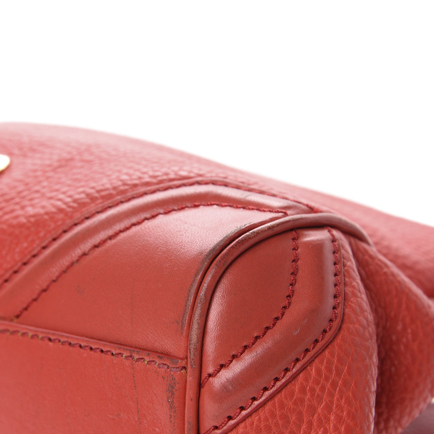 Grainy Calfskin Small Canterbury Tote Red