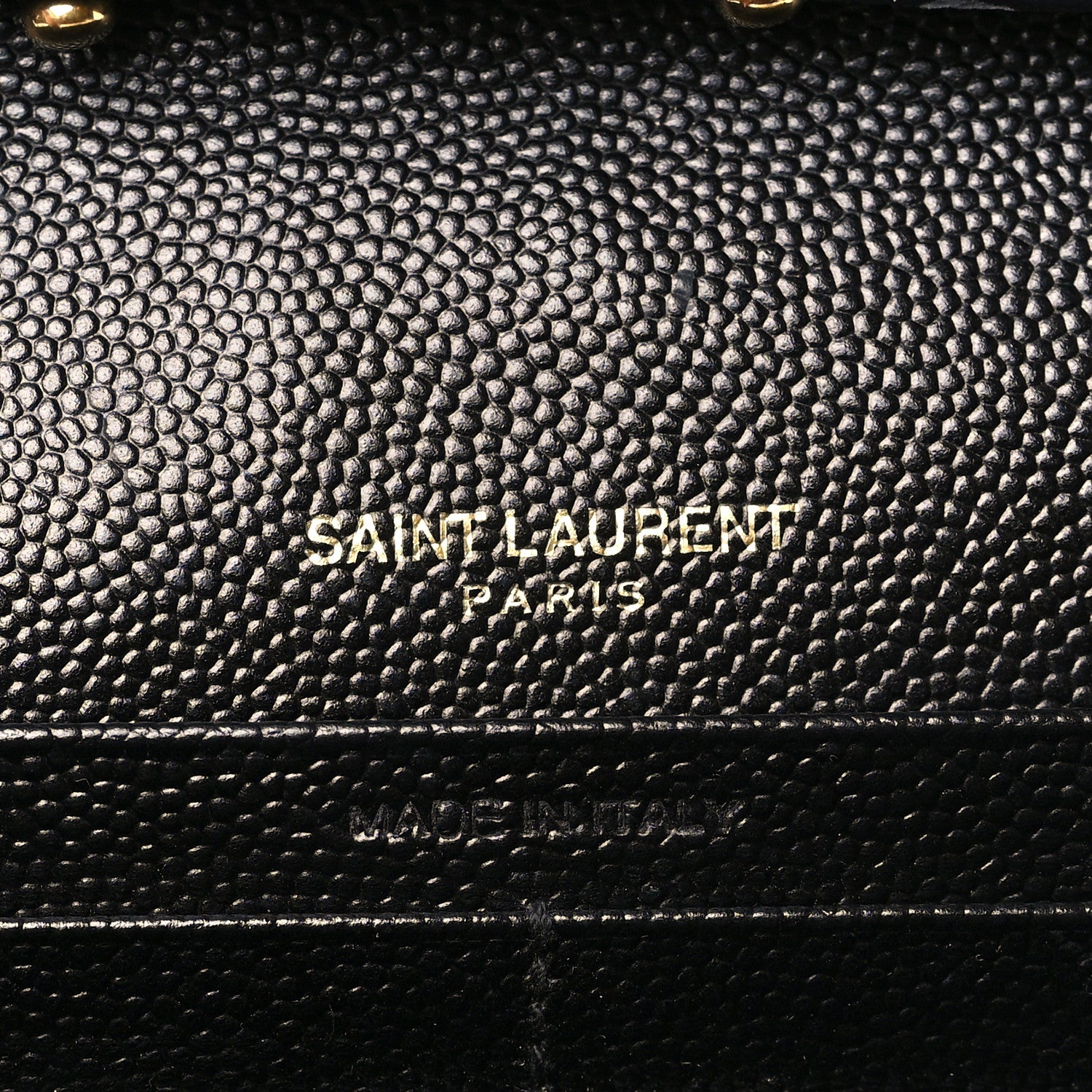 Saint Laurent Grain De Poudre Matelasse Chevron Monogram Chain Wallet Black 6 of 10